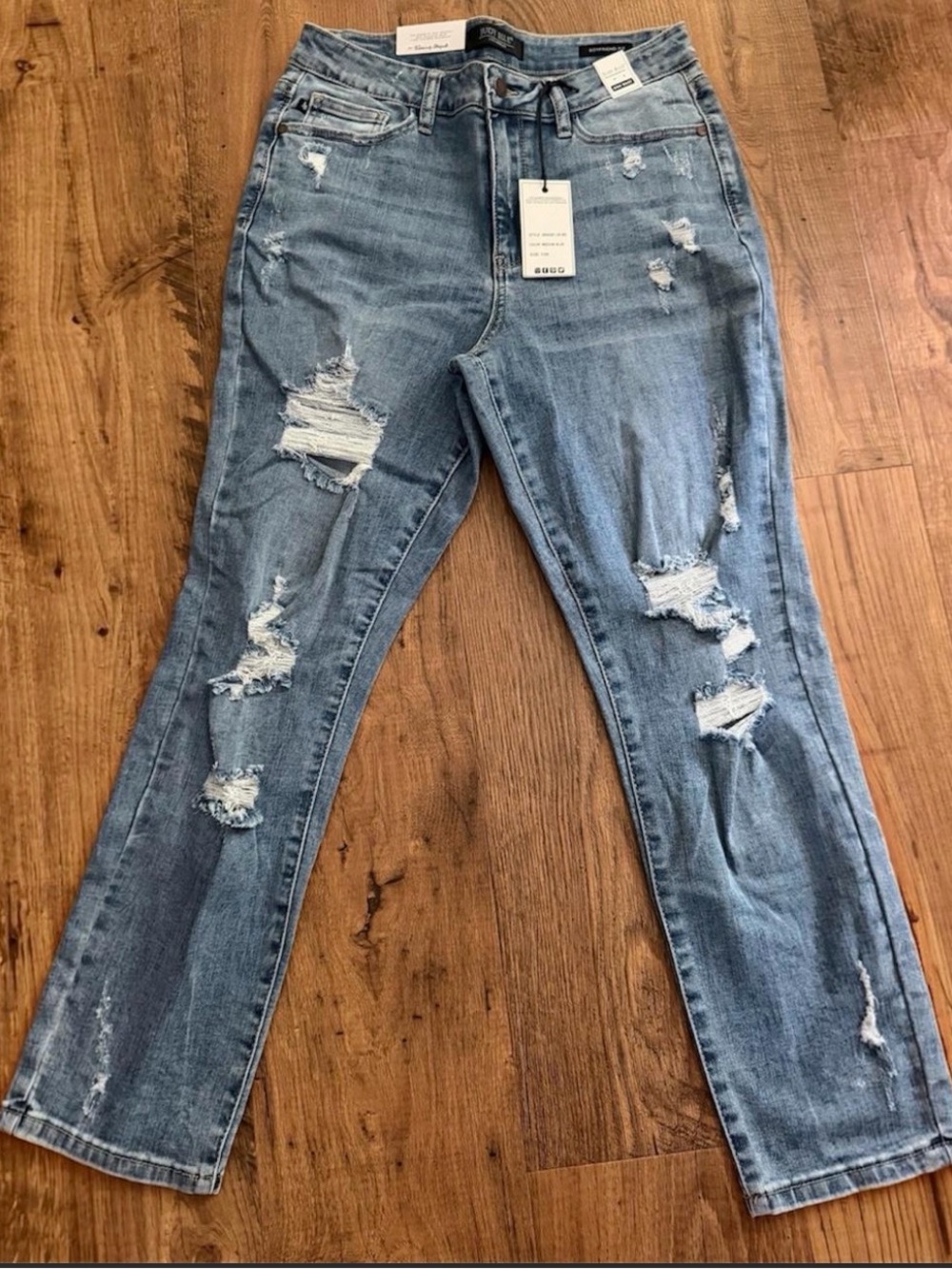 Judy Blue Distressed Light Blue High Rise Jeans